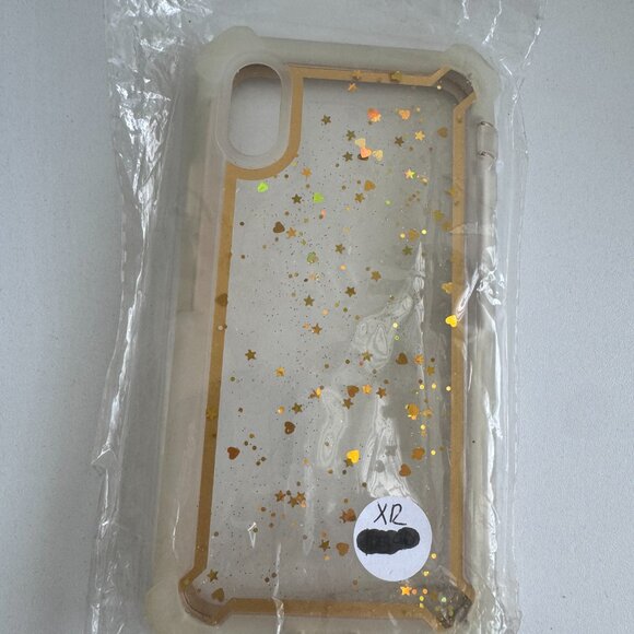 Gold Glitter Stars & Hearts Shockproof iPhone XR Case - Picture 5 of 5